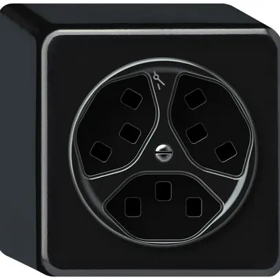Presa AP origin 3×tipo 23 1×S 16A 230V 88×88×54mm nero 