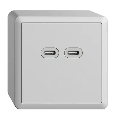 Prise AP USB 18W 2×type C Feller EDIZIOdue FX54 230V 3600mA gris clair 