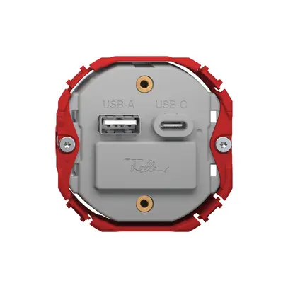 Prise de charge USB Feller SNAPFIX® 230VAC 18W 1×USB A 1×USB C 