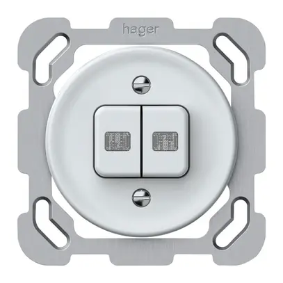 Pulsante luminoso INC origin 2×tasti 2×lum.2CO 1P 0<1 10A 230V 77×77mm bianco 