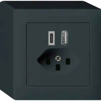 Prise de charge USB AP kallysto 18W PD 1×type A 1×type C T23 noir 