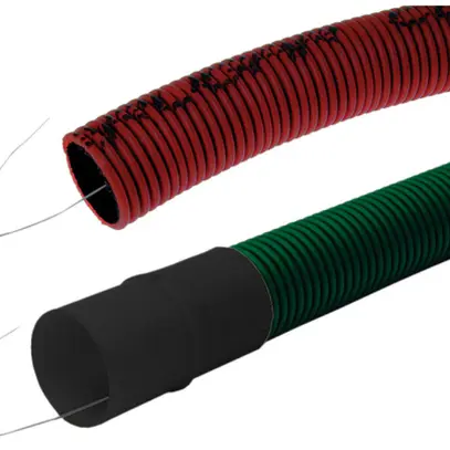 Tubo di protezione cavi PE con filo 140mm rosso 