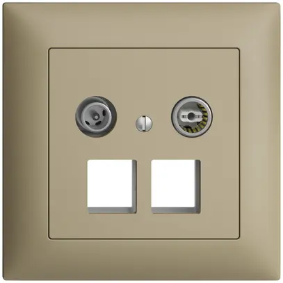Prise multimédia 19dB ENC Edue FMI, prise de passage, pour 2×RJ45 Keystone, sand 