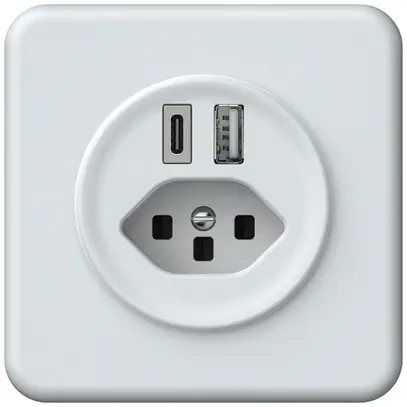Presa di carica USB INC origin 1×USB-A 1×USB-C 3000mA 5V con tipo 23 bianco 