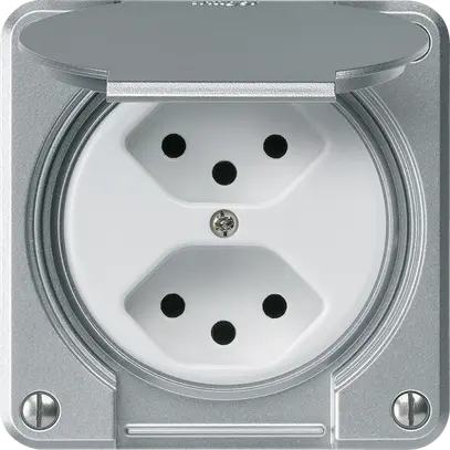 Presa INC robusto 2×tipo 13 alluminio per combinazione 