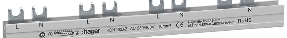 Pettine di raccordo Hager 2P 10mm² per ARFxxxD 12 moduli 