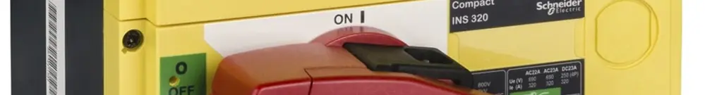 Interuttore di carico Schneider INS 4L 320A con maniglia rotativa rosso/giallo 