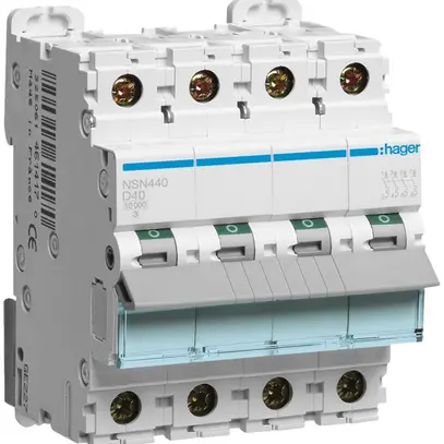 Disgiuntore Hager MCB 4P 415V tipo D 40A Icu 25kA 4UM 