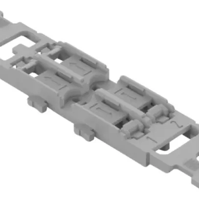 Befestigungsadapter WAGO mit Zugentlastung 4×4mm² Rastfuss grau 