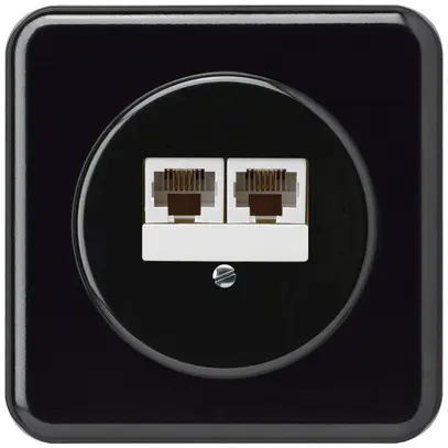 Boîte de raccordement ENC basico 2×RJ45u séparé noir 