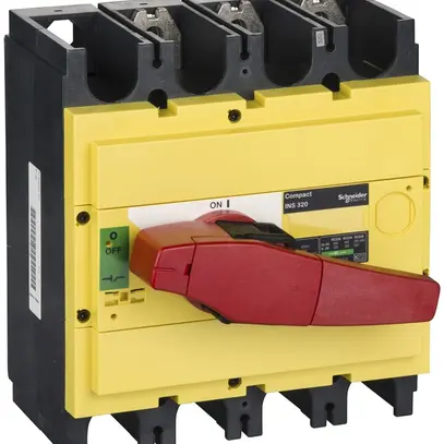 Interupteur de charge Schneider INS 3L 320A avec poignée rotative rouge/jaune 
