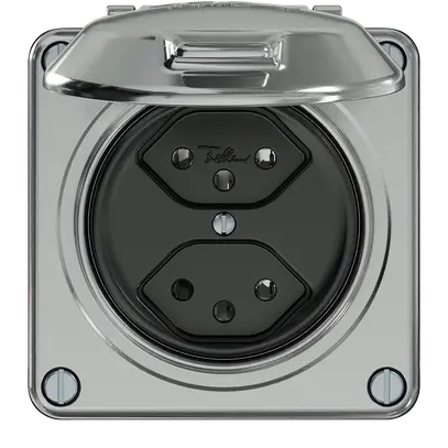Presa ELEMENT 2×tipo 13 10A 250V IP20 con coperchio alluminio 
