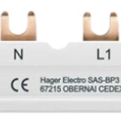Phasenschiene Hager 4P 3L Gabel 16mm² 80A 1035×12mm weiss 