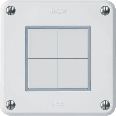 Pulsante KNX Hager BA robusto A quadruplo 86×86mm bianco 