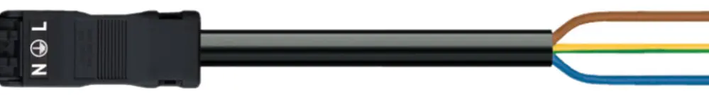 Cavo di raccordo WAGO 3×1.5mm² 16A 250V 5m cod.A spina-estremità libera nero 