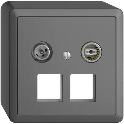 Prise multimédia 19dB AP Edue, prise de passage, p.2×RJ45 Keystone, a.capot, grf 