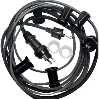 Ghirlanda d'illuminazione ELBRO 15m 2×1.5mm² 15×E27 230V con T13 IP55, nero 