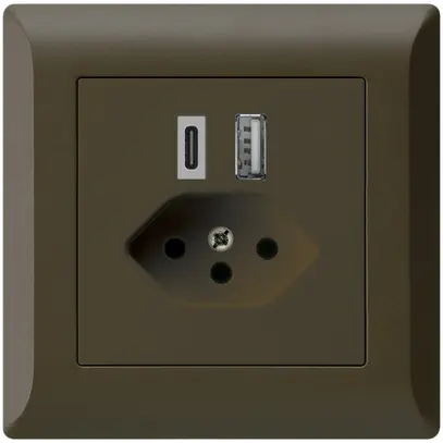 Prise de charge USB ENC kallysto.line 18W PD 1×type A 1×type C T13 brun 