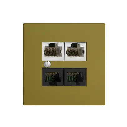 Scatola 4×RJ45 2×u/2×s EDIZIOdue olive R&M swissline NT 2ab 