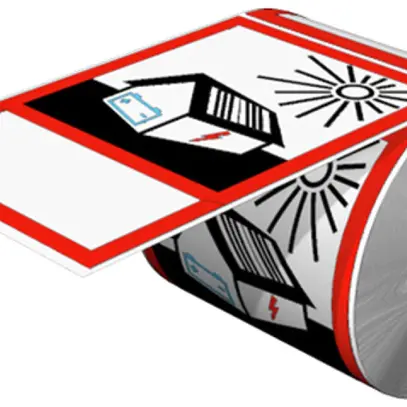 Autocollante di avvertimento WM THM PV 90/140 WBC FV c.batteria 90×140mm incolla 