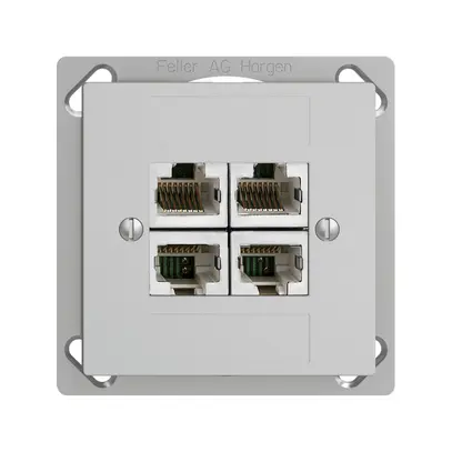 EB-Dose 4×RJ45/s 4P getr. EDIZIOdue hellgrau ITplus 