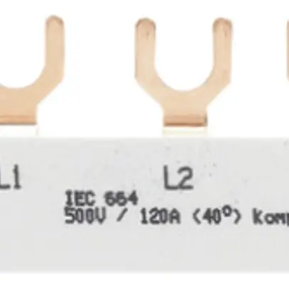 Phasenschiene Hager 3P 3L Gabel 10mm² 63A 82.5×11mm weiss 
