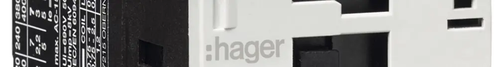 Contacteur de puissance Hager 3P+1 ouvreur 12A à AC-3 tension de bobine 230VAC 