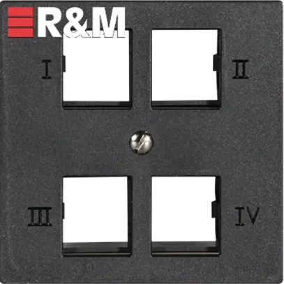 Prise de raccordement R&M 4×RJ45 spécial pour cat.6A noir 