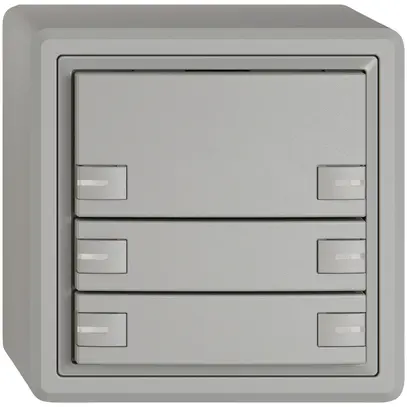 Poussoir KNX RGB AP EDIZIO.liv SNAPFIX® capteur temp.RGB-LED 6× comm.1T grc 