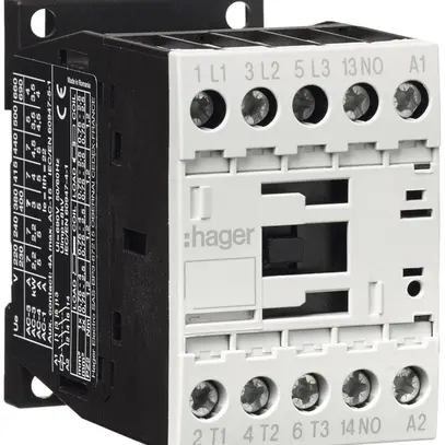 Contattore di potenza Hager 3P+1 chiusura 15.5A da AC-3 tensione di bobina 24VDC 