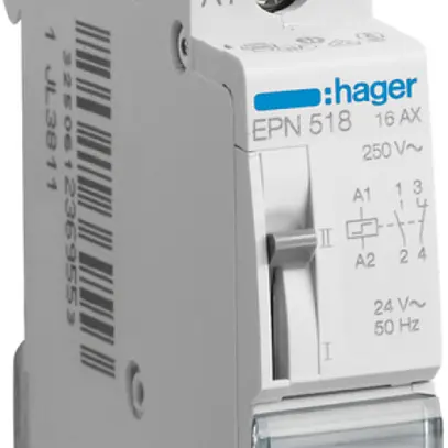 Teleruttore Hager 1UM 24VAC 12VDC 1 apertura 1 chiusura 0 invertitore 