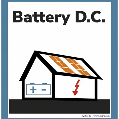Autocollant d'avertissement ELBRO Battery DC photovoltaïque 90×100mm bleu 