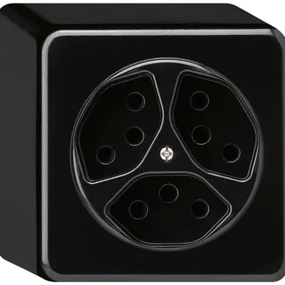 Prise AP basico 3×type 13/1 noir h=54mm 