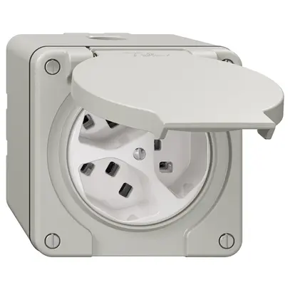 Presa NAP NEVO, 3×T23, IP21, grigio chiaro 