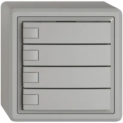 Pulsante universale AP EDIZIO.liv UNI SNAPFIX® s.LED 4× com.1T grc 