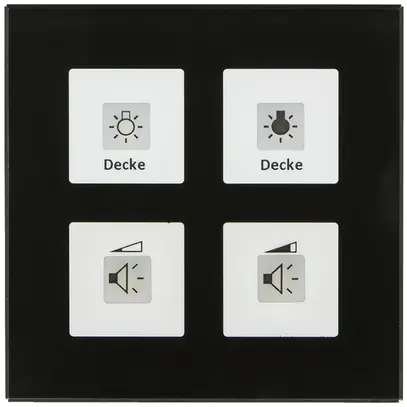 Pulsante KNX RF+ INC MDT RF-GTT4S.01 4t/4a LED temp attuatore 2-can vetro nero 
