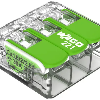 Borne de connexion WAGO Green Range 3L 0.5…6mm² avec levier vt transparent 
