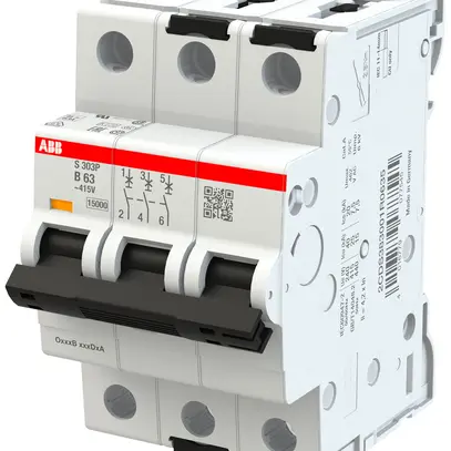 Leitungsschutzschalter ABB MCB S300P 3P 415V Typ B 63A Icn 15kA Icu 15kA 3TE 