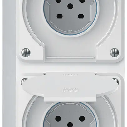 Combinazione AP robusto 2×1, 2×presa T15 IP55 bianco 