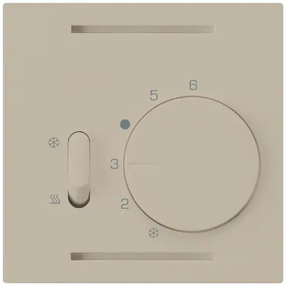 Frontplatte Hager kallysto, für Thermostat mit Schalter Heizen/Kühlen, beige 