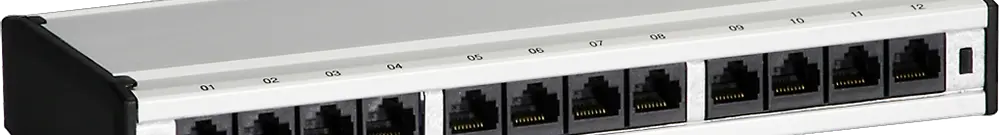 Patch box mini 12×RJ45 cat.6 UTP, gris aluminium, non blindé 
