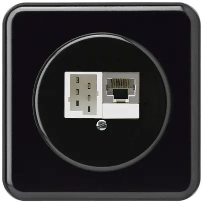 Boîte de raccordement ENC basico 1×RJ45s+1×TT83 noir 