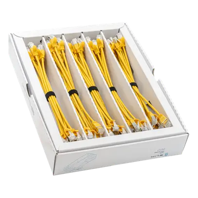 Cavo patch SLIM: 25cm, giallo, 50 pezzi Cat.6A, U/FTP, jack non infrangibile 