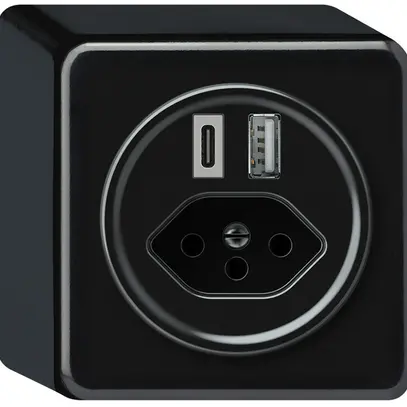 Presa di carica USB AP origin 1×USB-A 1×USB-C 3000mA 5V con tipo 13 nero 