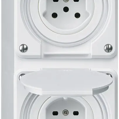 Combi AP 2×1 HA robusto 2×tipo 15 con morsetti a innesto con coperchio bianco 
