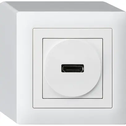Prise de raccordement AP kallysto HDMI avec raccordement à vis blanc 