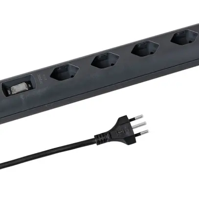 Steckdosenleiste STEBA LINEA PLUS 6×T13 3m Schalter schwarz 