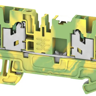 Morsetto passaggio componibile S4C 2.5 PE DL 2.5mm² SNAP IN 4×1 DIN35 ve/gi 