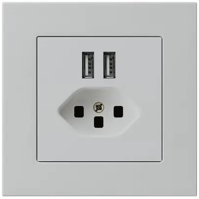 Presa INC 2×USB & T23 kallysto.pro 2400mA grigio chiaro 