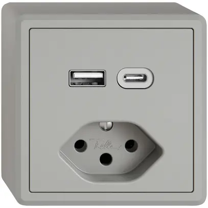 Presa di ricarica USB AP EDIZIO.liv SNAPFIX® USB A+C/T13 3A 230VAC grc 